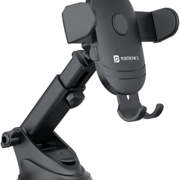 Portronics Clamp M2 Adjustable Car Mobile Phone Holder Stand, 360° Rotational, Strong Suction Cup, Compatible with 4 to 6 ...