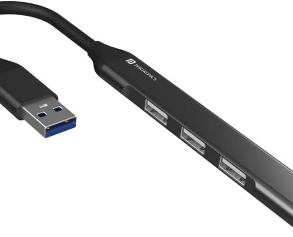 Portronics MPORT 31 4 Ports USB Hub (USB A to 4 USB-A Ports 4 in 1 Connector USB HUB(Grey)