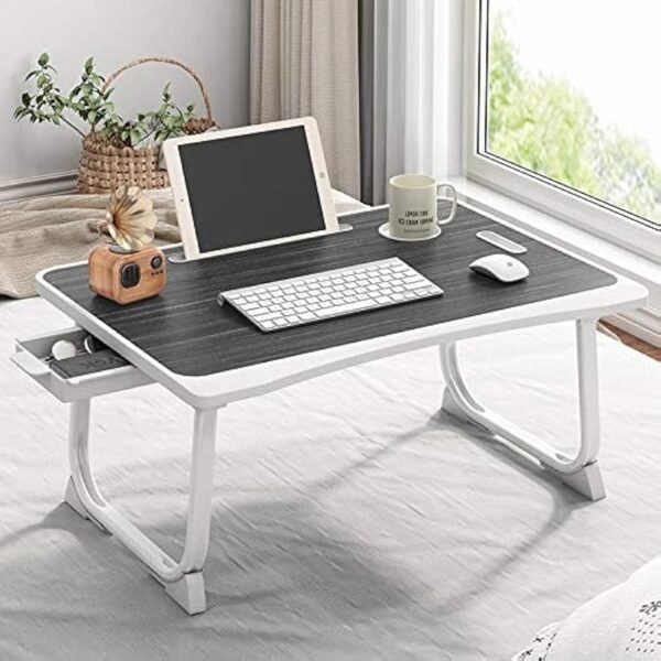 Tarkan Portable Folding Laptop Desk for Bed, Lapdesk with Handle, Drawer, Cup & Mobile/Tablet Holder for Study, Eating, Wo...