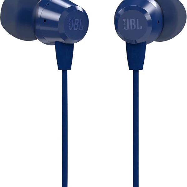 JBL C50HI, Wired in Ear Headphones with Mic, One Button Multi-Function Remote, Lightweight & Comfortable fit (Blue)