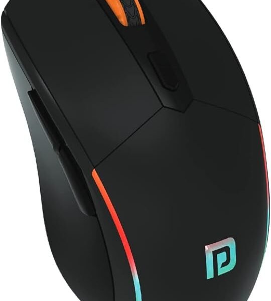 Portronics Toad One Wireless 2.4GHz & Bluetooth Connectivity Optical Mouse with 7 Colors RGB Lights, Rechargeable Battery(...