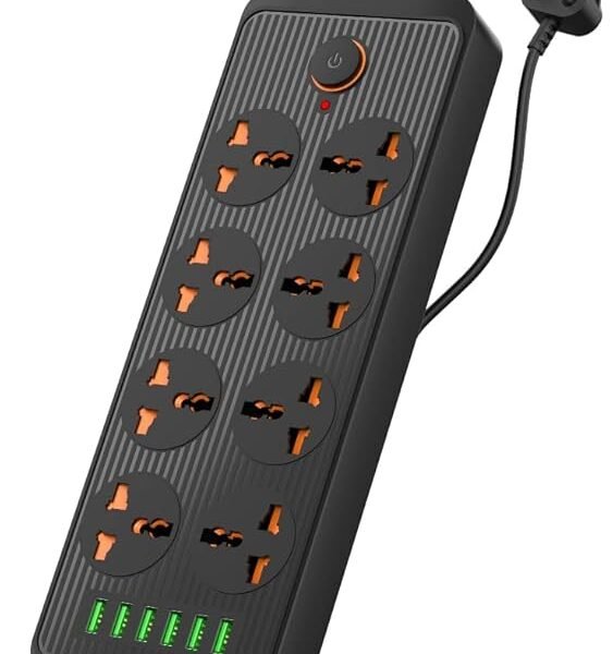 Portronics Power Plate 7 with 6 USB Port + 8 Power Sockets Smart Electric Universal Extension Board Multi Plug with 2500W,...