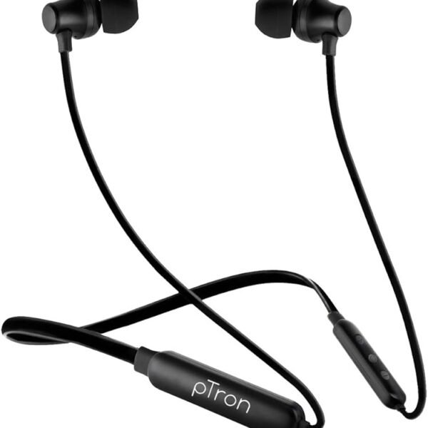 pTron Tangent Lite Bluetooth 5.0 Earphones with Mic, Hi-Fi Stereo Sound Neckband, 8Hrs Playtime, Lightweight Snug-fit in-E...