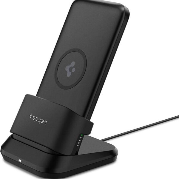 Spigen Lithium Polymer 10000 mAh 3 in 1 Wireless Charging Power Bank with USB-A | USB-C 20W Fast Charging - Black