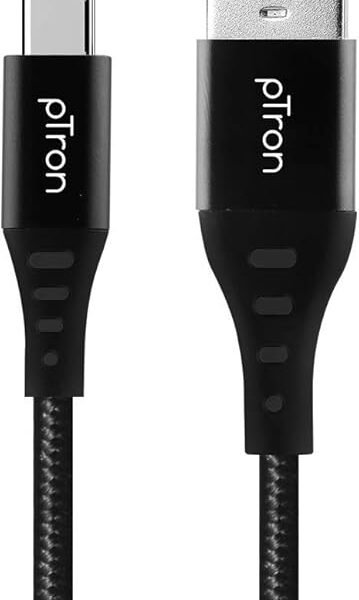 PTron Solero TB301 3A Type-C Data and Fast Charging Cable, Made in India, 480Mbps Data Sync, Strong and Durable 1.5-Meter ...