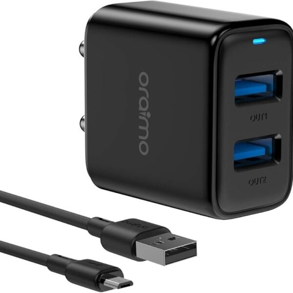 USB Charger, Oraimo Elite Dual Port 5V/2.4A Wall Charger, USB Wall Charger Adapter for iPhone 11/Xs/XS Max/XR/X/8/7/6/Plu...