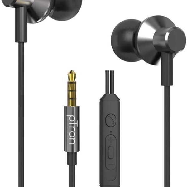 pTron Pride Lite HBE (High Bass Earphones) in Ear Wired Earphones with Mic, 10mm Powerful Driver for Stereo Audio, Noise C...