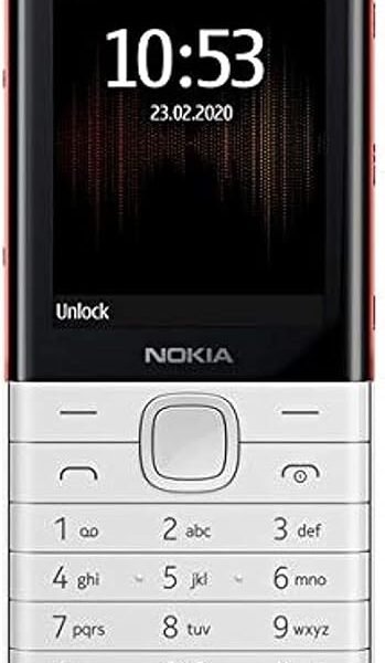Nokia 5310 Dual SIM Keypad Phone with MP3 Player, Wireless FM Radio and Rear Camera with Flash | White/Red