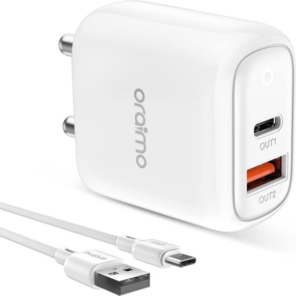 Oraimo 18W USB & Type-C Dual Output Super Fast Charger Wall Adapter PE2.0&Quick Charge 3.0 & Power Delivery 3.0 Compatible...