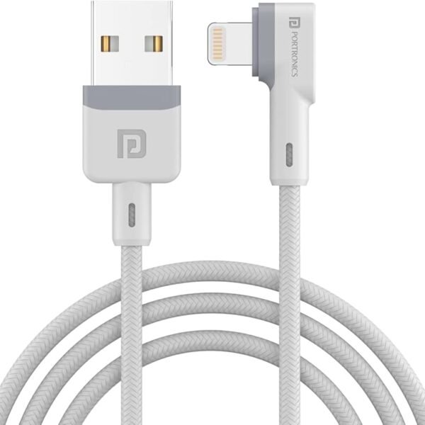 Portronics Konnect L 1.2M POR-1401 Fast Charging 3A 8 Pin USB Cable with Charge & Sync Function (White)