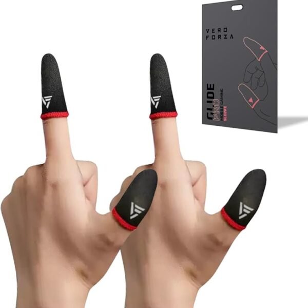 Vero Forza Glide PRO (4 Piece) Thumb & Finger Sleeve for Mobile Game, Pubg,Cod,Freefire & Fortnite -Pack of 2 Pair- Black