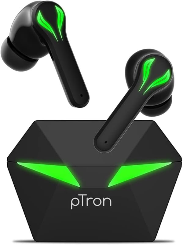 pTron Bassbuds Jade Truly Wireless in Ear Earbuds with 40ms Gaming Low Latency, HD Stereo Calls, 40Hrs Playtime, 1-Step Pa...
