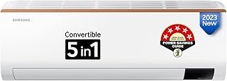 Samsung 1 Ton 5 Star Inverter Split AC (Copper, Convertible 5-in-1 Cooling Mode, Anti-bacterial Filter, 2023 Model AR12CY5...