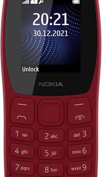 Nokia 105 Plus Single SIM, Keypad Mobile Phone with Wireless FM Radio, Memory Card Slot and MP3 Player | Red