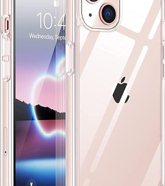 Amozo Ultra Hybrid Camera and Drop Protection Back Cover Case for iPhone 13 (TPU + Polycarbonate | Crystal Transparent)