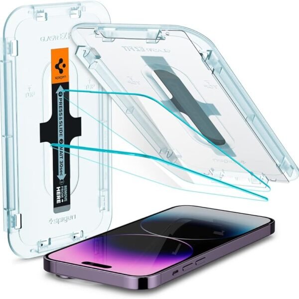 Spigen EZ Fit Tempered Glass Screen Protector for iPhone 14 Pro Max - 2 Pack (Sensor Protection)
