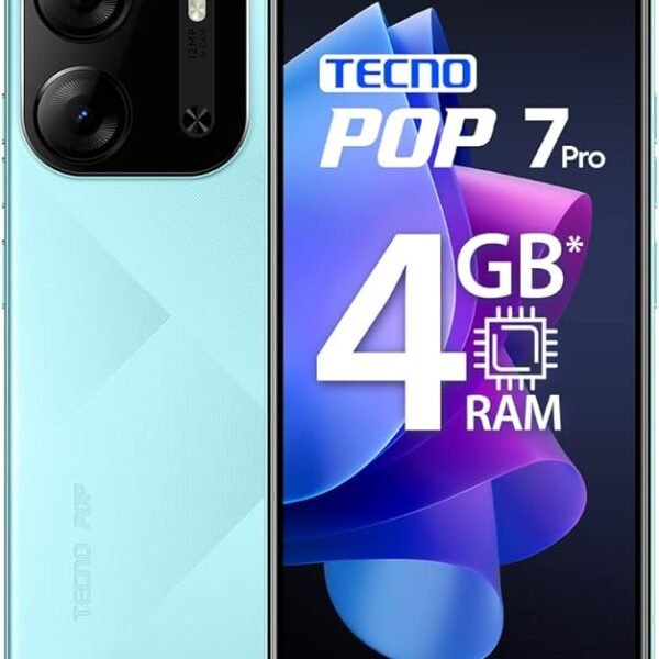 Tecno POP 7 Pro (Uyuni Blue, 2GB RAM,64GB Storage) | Type C Port | 12MP Dual Camera | Up to 4GB RAM with Memory Fusion