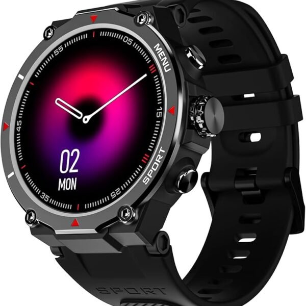 NoiseFit Force Rugged Round Dial Bluetooth Calling Smart Watch with 1.32" HD Screen, Functional Crown, 550 NITS, 7 Days Ba...