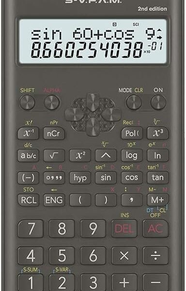 Casio FX-82MS 2nd Gen Non-Programmable Scientific Calculator, 240 Functions and 2-line Display, Black