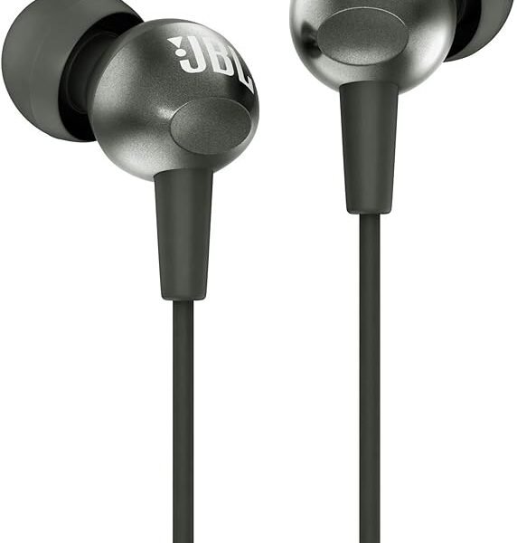 JBL C200SI, Premium in Ear Wired Earphones with Mic, Signature Sound, One Button Multi-Function Remote, Angled Earbuds for...