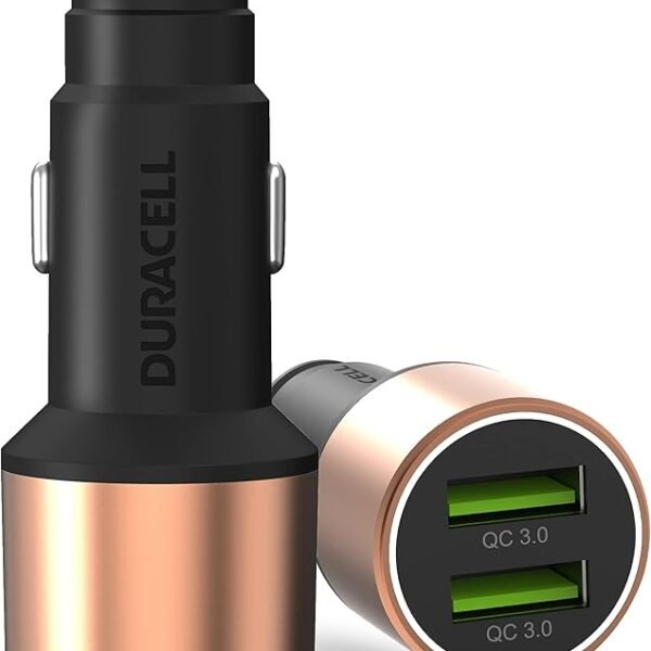 Duracell 36W Fast Car Charger Adapter with Dual USB Port. Qualcomm Certified 3.0, Quick Charge. Compatible with iPhone, Al...