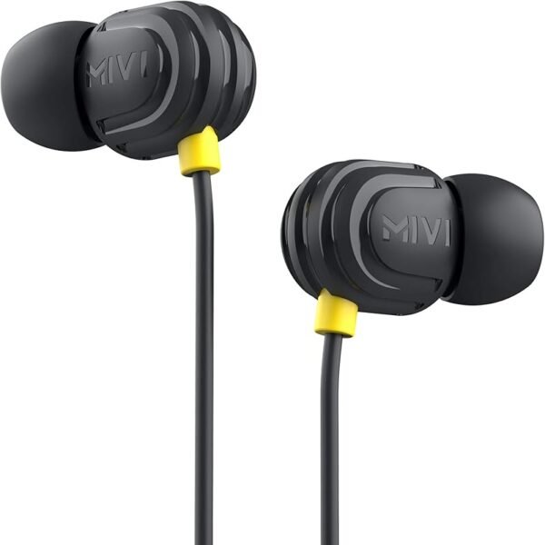 Mivi Rock and Roll E5 Wired In Ear Earphones with HD Sound and Extra Powerful Bass with Mic, Tangle Free & Extra Length Ca...