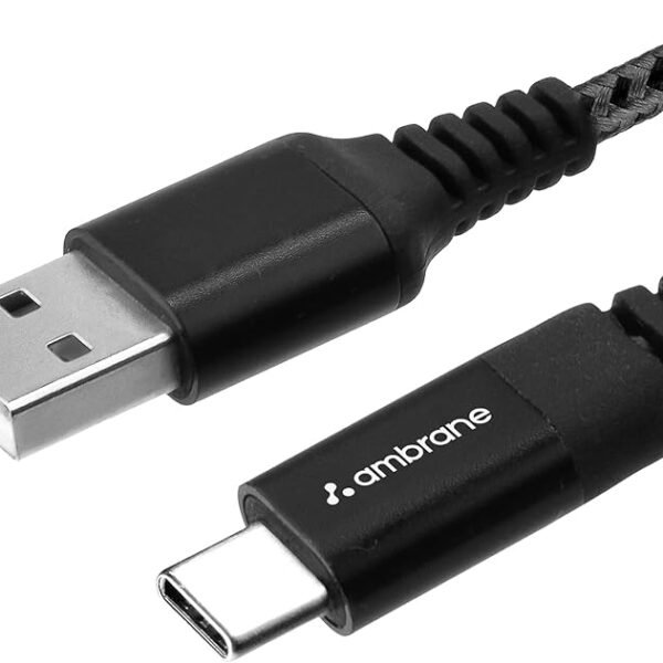 Ambrane Unbreakable 60W / 3A Fast Charging 1.5m Braided Type C Cable for Smartphones, Tablets, Laptops & other Type C devi...