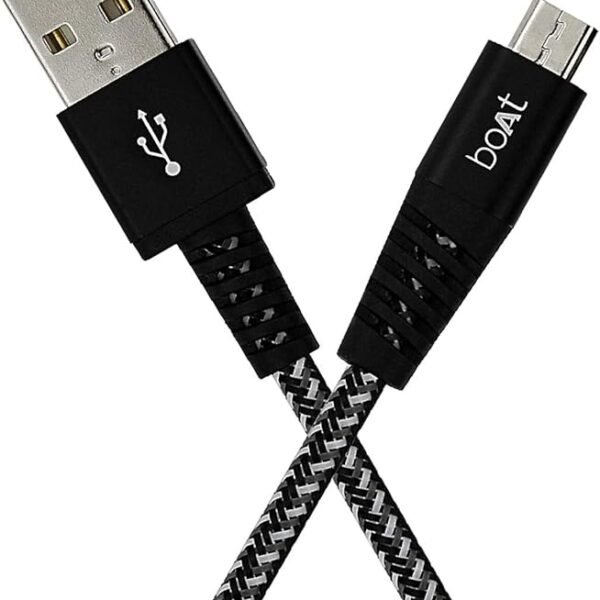 boAt Rugged v3 Extra Tough Unbreakable Braided Micro USB Cable 1.5 Meter (Black)