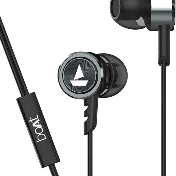boAt BassHeads 122 Wired in Ear Earphones with Heavy Bass, Integrated Controls and Mic (Gun Metal)