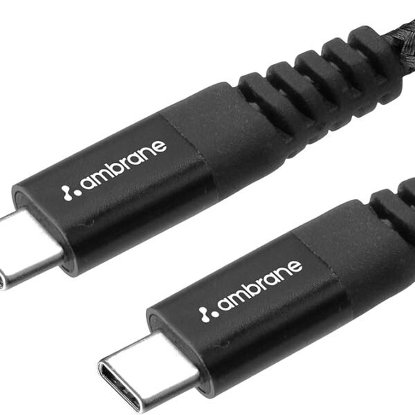 Ambrane Unbreakable 60W / 3A Fast Charging 1.5m Braided Type C to Type C Cable for Smartphones, Tablets, Laptops & Other T...