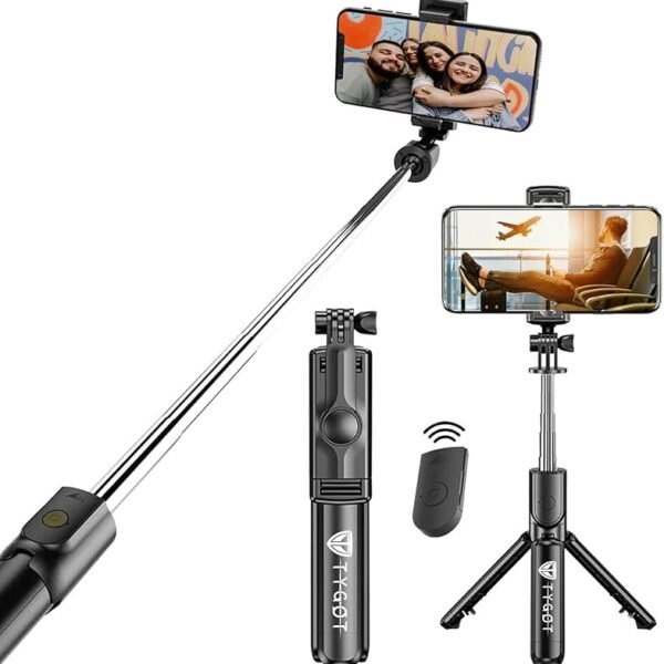 Tygot Bluetooth Extendable Selfie Sticks with Wireless Remote and Tripod Stand, 3-in-1 Multifunctional Selfie Stick with T...