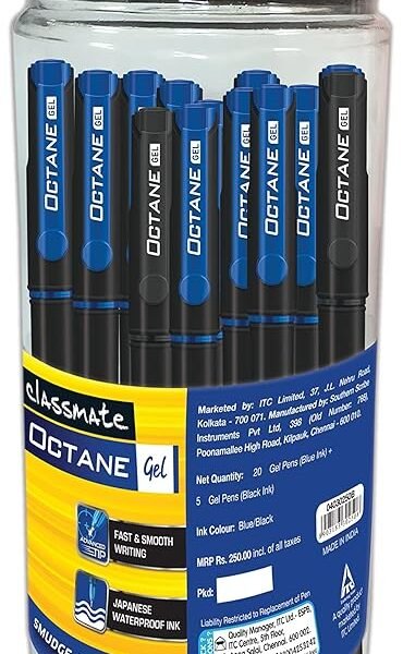 Classmate Octane Gel 25s Jar- 20 Blue Gel Pens + 5 Black Gel Pens