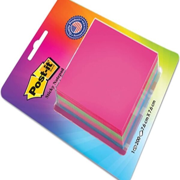 3M Post-it Sticky Note Cube, 200 Sheets (4 Colors x 50 Sheets) | 3" x 3" Size | For notes, reminders, study, school and or...
