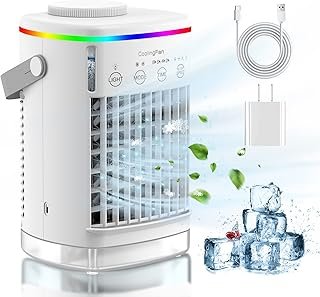 Portable Air Conditioner,4 IN 1 Effective Evaporative Personal Air Cooler with 4 Wind Speed&2 Cool Mist,Small Cold Air Fan...