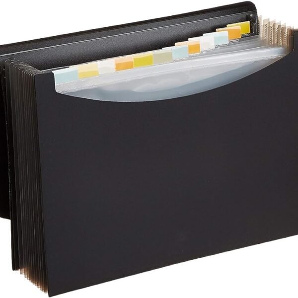 AmazonBasics Expanding File Folder, Letter Size (Fits A4 Paper) - Black - with 13 pockets