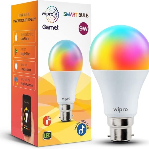 wipro Ns9400 9-Watt B22D Wifi Smart Led Bulb With Music Sync Compatible With Amazon Alexa And Google Assistant ( Warm Whit...