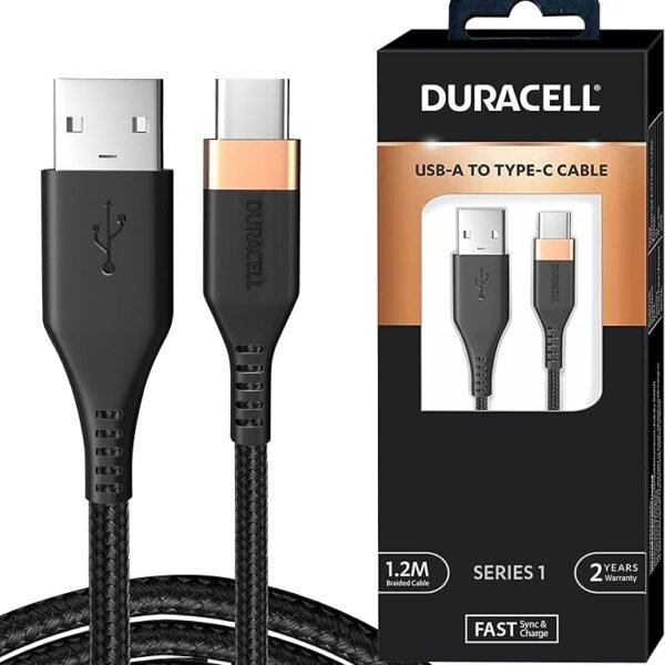 Duracell USB Type C, 3A Braided Sync & Quick Charging Cable, 3.9 Feet (1.2M), QC 2.0/3.0 Fast Charging, Compatible with Sa...