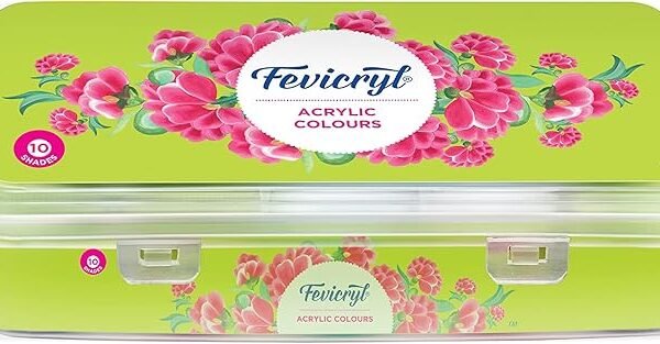 PIDILITE Fevicryl Acrylic Colours Sunflower Kit (10 Colors x 15 ml) DIY Paint, Rich Pigment, Non-Craking Paint for Canvas,...