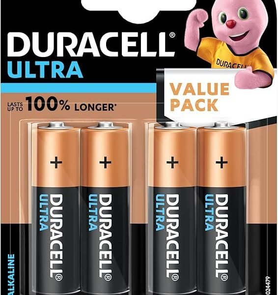Duracell Ultra Alkaline AA Battery, 4 Pcs