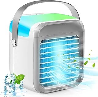 Portable Air Conditioners, Personal Air Conditioner Fan with 3 Speeds 7 Colors, Cordless Evaporative Air Cooler with Handl...
