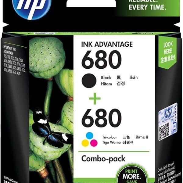 HP 680 Ink Cartridges Combo Pack (1 Black Cartridge + 1 tri-Color Cartridge)
