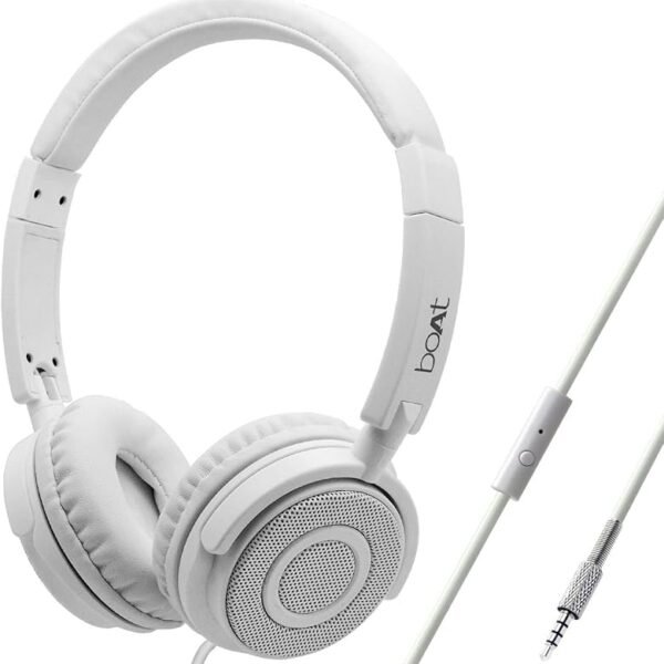 boAt BassHeads 900 On-Ear Wired Headphones with Mic (White)