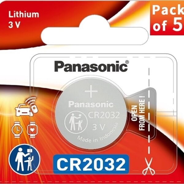 Panasonic CR-2032/5BE Lithium Coin Battery - Pack of 5