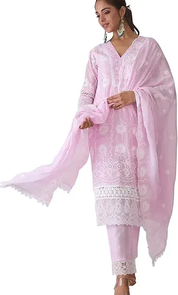 Pink Kurti with White Elegance: Stylish & Comfortable Ethnic Wear