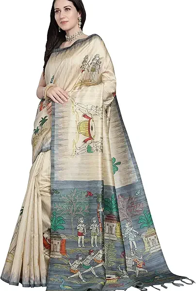 Elegant Beige and Green Indian Traditional Embroidery: Handcrafted Artwork
