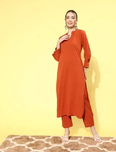 Modern Orange Kurti: Stylish & Comfortable Ethnic Wear for Women