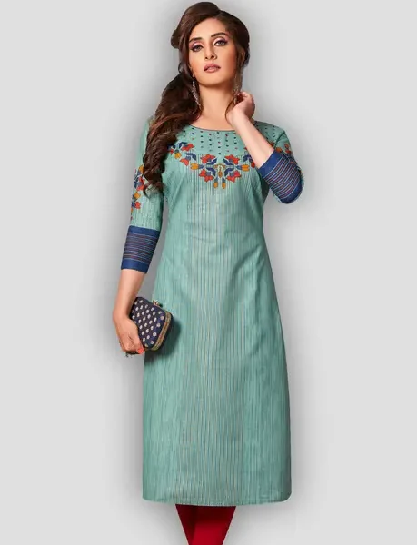 Elegant Green Embroidered Kurti: Stylish & Comfortable Ethnic Wear